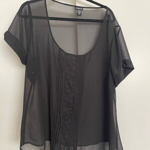 Torrid Sheer Black Blouse with Lace